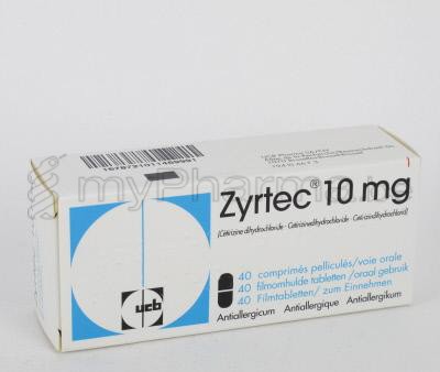 ZYRTEC 10 MG  40 TABL  (geneesmiddel)